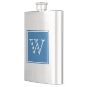 Blue Square Monogram Premium Flask Flachmann (Links)