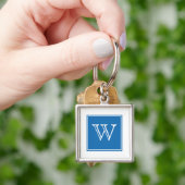 Blue Square Monogram Premium Schlüsselanhänger (Hand)