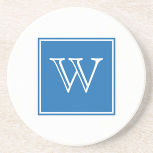 Blue Square Monogram Sandstone Untersetzer