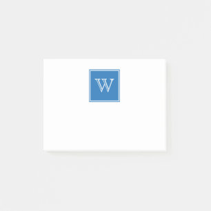 Blue Square Monogram Sticknotes Post-it Klebezettel