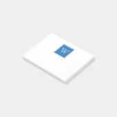 Blue Square Monogram Sticknotes Post-it Klebezettel (angewinkelt)