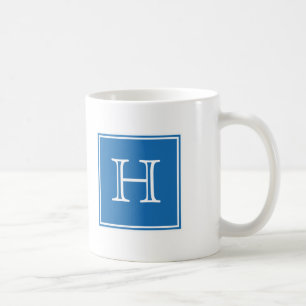 Blue Square Monogram Tasse