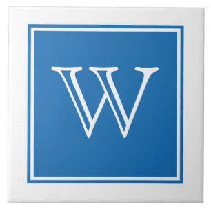 Blue Square Monogram Tile Fliese