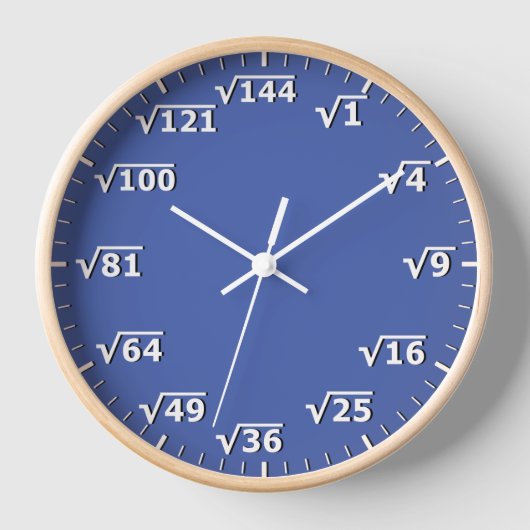 Blue Square Root Clock Mathematik Uhr (Vorderseite)