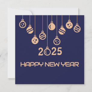 Blue Square wish card New Year with Christmas Feiertagskarte
