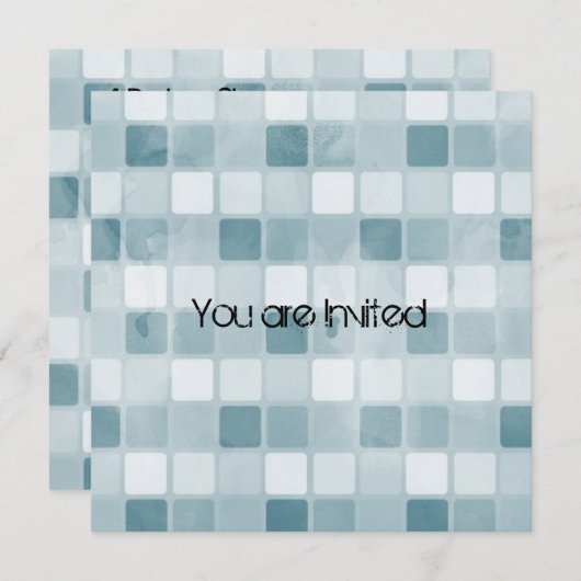 Blue Squares Baby Dusche Einladung (Vorne/Hinten)