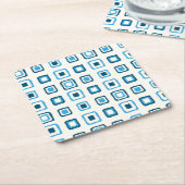 Blue Squares in Blue Squares - Wiederverwendbar Rechteckiger Pappuntersetzer (angewinkelt)