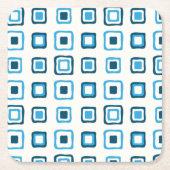 Blue Squares in Blue Squares - Wiederverwendbar Rechteckiger Pappuntersetzer (Vorderseite)
