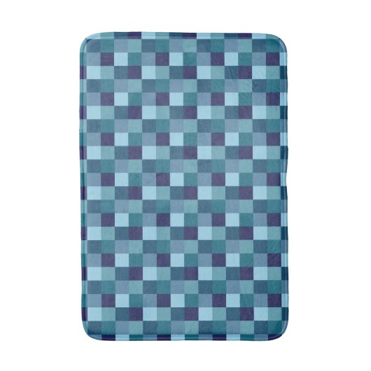 Blue Squares Ocean Water Bath Mat Badematte (Vorderseite Vertikal)