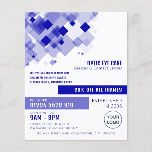 Blue Squares, Optician, Technical Practitioner Flyer (Vorne)