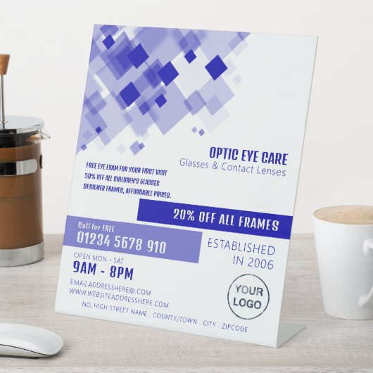 Blue Squares, Optician, Technical Practitioner Sockelschild (In Situ)