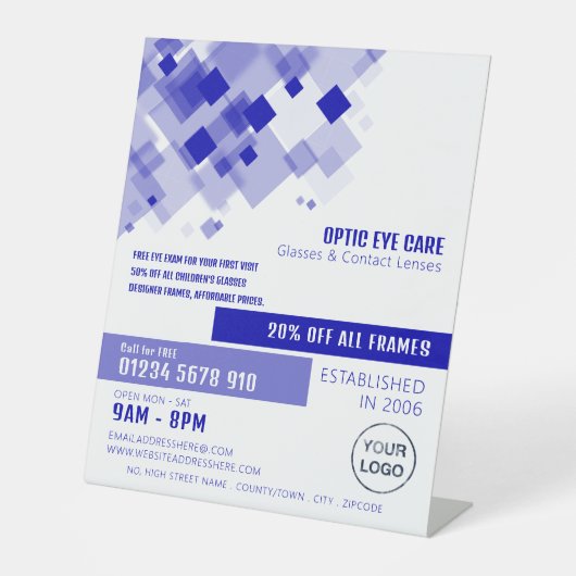 Blue Squares, Optician, Technical Practitioner Sockelschild (Vorderseite)