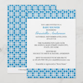 Blue Squares Pattern Baby Dusche Einladung (Vorne/Hinten)