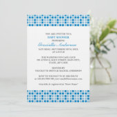 Blue Squares Pattern Baby Dusche Einladung (Stehend Vorderseite)