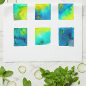 Blue squares watercolor abstract geschirrtuch (Gefaltet)