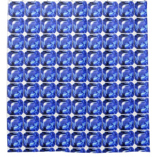 Blue Squarish Pattern Duschvorhang (Vorderseite)