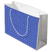 Blue Squarish Pattern Große Geschenktüte (Rückseite Schrägansicht)