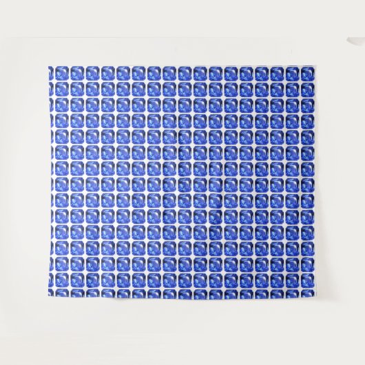 Blue Squarish Pattern Wandteppich (Vorderseite (Horizontal))