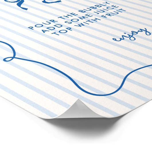 Blue Squiggle Frame Bow Brautparty Mimosa Bar Poster (Ecke)