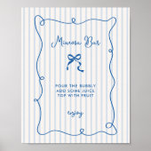 Blue Squiggle Frame Bow Brautparty Mimosa Bar Poster (Vorne)