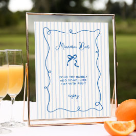 Blue Squiggle Frame Bow Brautparty Mimosa Bar Poster