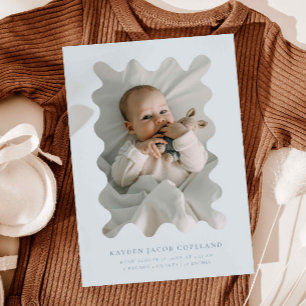 Blue Squiggly Frame Birth Announcement Foto Ankündigung