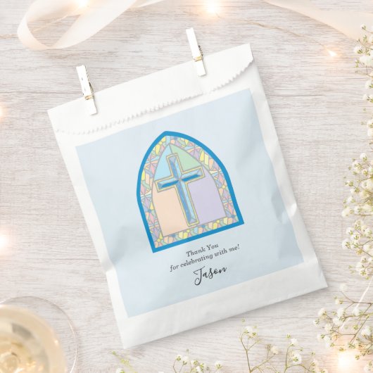 Blue Stached Glass First Communityfavorit Bag Geschenktütchen (Ausgeschnitten)