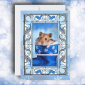 Blue Stached Glass Hamster Weihnachten