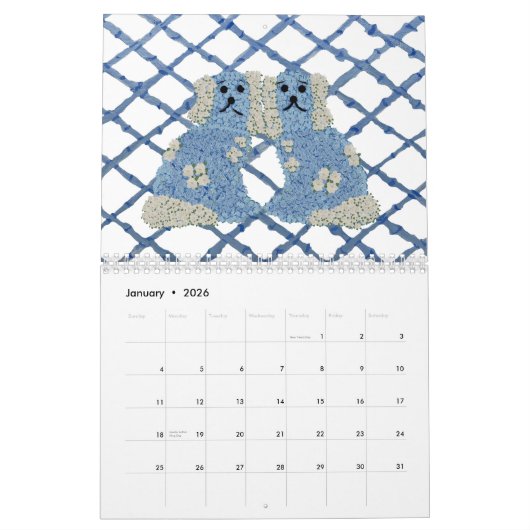 Blue Staffordshire Hogs Lattice Trellis Kalender (Jan 2026)