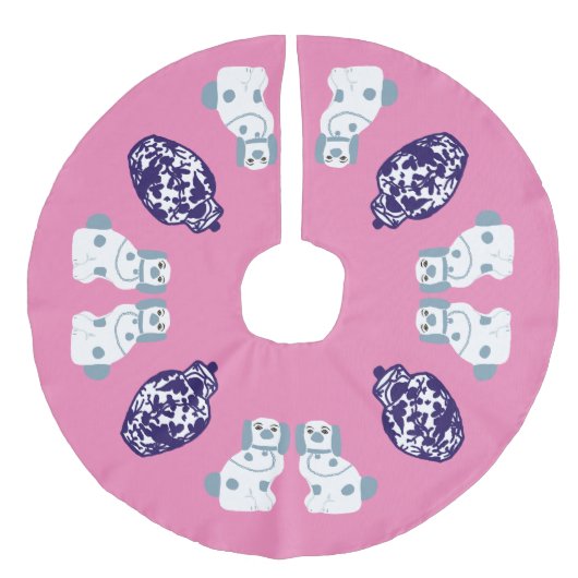 Blue Staffordshire Hund und Ginger Jar Leinenimitat Weihnachtsbaumdecke (Vorderseite)