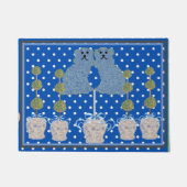 Blue Staffordshire Hunde Topiary Ginger Jars jar Fußmatte (Vorderseite)