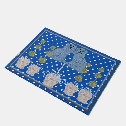 Blue Staffordshire Hunde Topiary Ginger Jars jar Fußmatte (Schrägansicht)