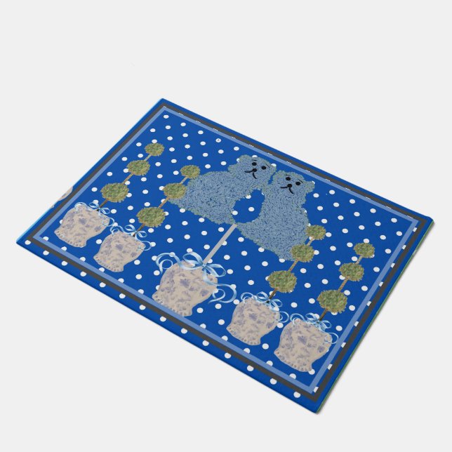 Blue Staffordshire Hunde Topiary Ginger Jars jar Fußmatte (Schrägansicht)