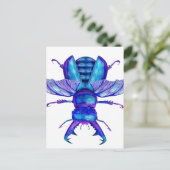 Blue Stag Beetle Postkarte (Stehend Vorderseite)