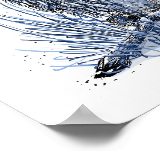 Blue Stag Poster (Ecke)