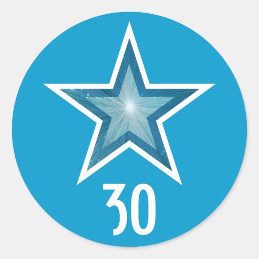 Blue Star "30" Alter Rundaufkleber blau Runder Aufkleber (Vorderseite)