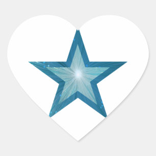 Blue Star Aufkleber Herz weiß
