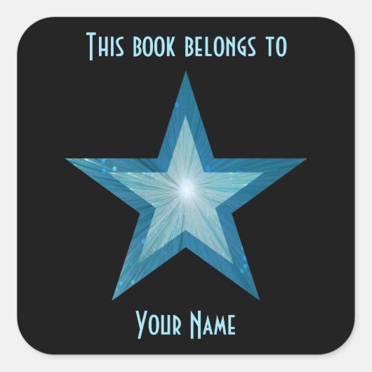 Blue Star Buchzeichen Aufkleber schwarz (Vorderseite)