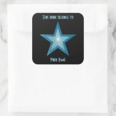 Blue Star Buchzeichen Aufkleber schwarz (Tasche)