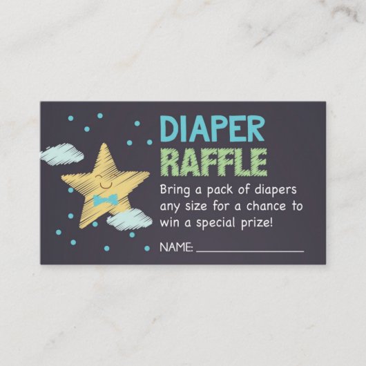 Blue Star Chalkboard Diaper Raffel Ticket Begleitkarte (Vorderseite)