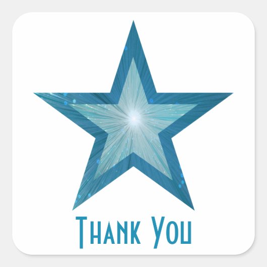 Blue Star "Danke" viereckiger Aufkleber weiß (Vorderseite)