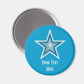 Blue Star "Dein Text" Kühlschrankmagnet blau (Vorderseite/Rückseite)