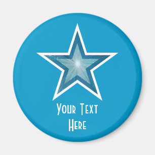 Blue Star "Dein Text" Kühlschrankmagnet blau