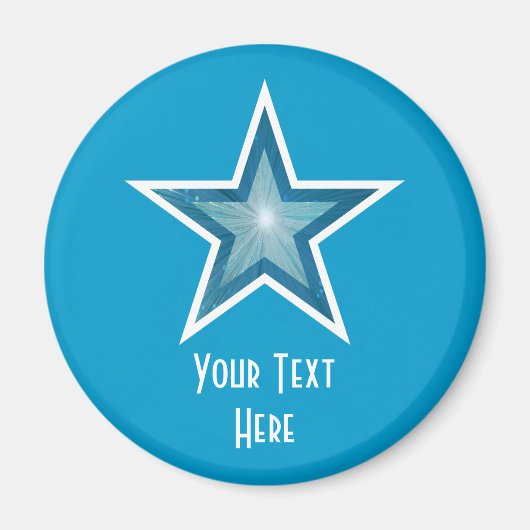 Blue Star "Dein Text" Kühlschrankmagnet blau (Vorne)