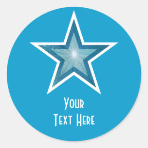 Blue Star "Dein Text" Rundaufkleber blau Runder Aufkleber