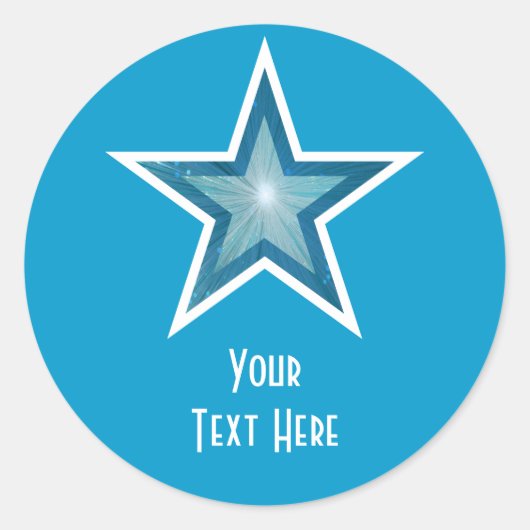 Blue Star "Dein Text" Rundaufkleber blau Runder Aufkleber (Vorderseite)
