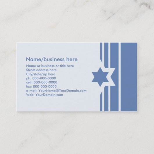Blue Star der David Jewish Business Card Visitenkarte (Vorderseite)