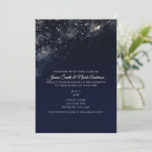 Blue Star Dust Starry Night Sky Wedding Einladung (Stehend Vorderseite)