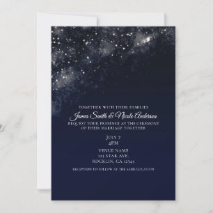 Blue Star Dust Starry Night Sky Wedding Einladung