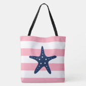 Blue Star Fisch auf rosa Streifen Tasche (Rückseite)